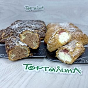 Эклеры с кракелюром. Шоколадный и Ванильно-клубничный